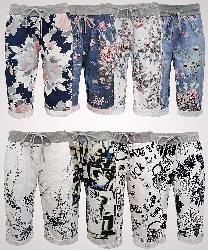 Bermuda Shorts Damen 36 38 40 42 44 Sweathose Kurze Capri Jogging Hose Jogpants