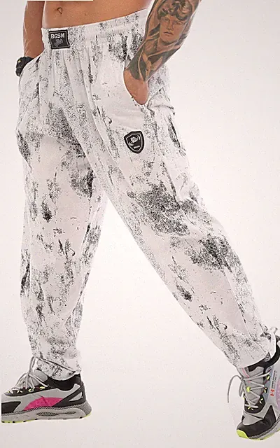 BGSM Sporthose Jogginghose Trainingshose Bodyhose Bodybuilding 1366-PNT-WHITE