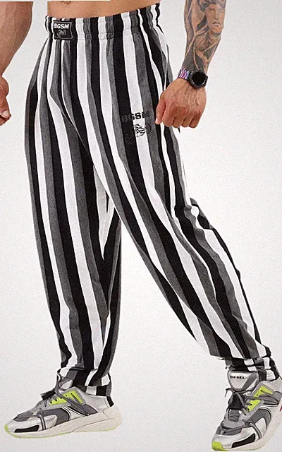 BGSM SPORTSWEAR Bodyhose Jogginghose Sporthose Bodybuilding gestreift 1340-PNT