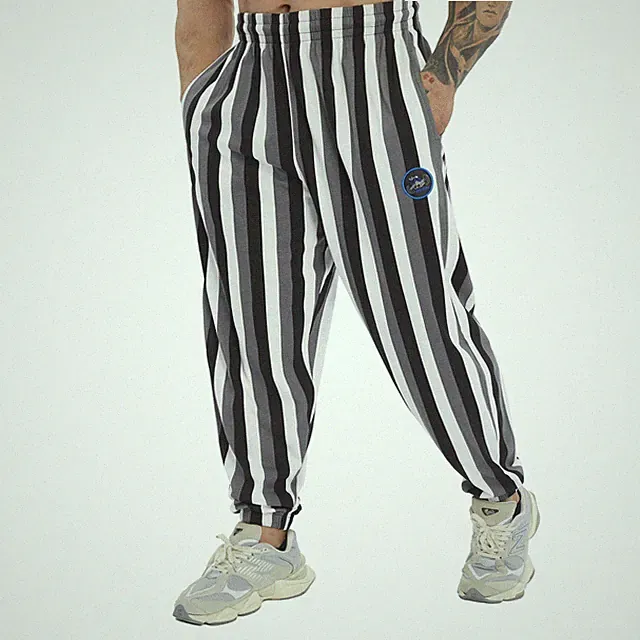BGSM SPORTSWEAR Bodyhose Jogginghose Sporthose Bodybuilding gestreift 1410-PNT-W