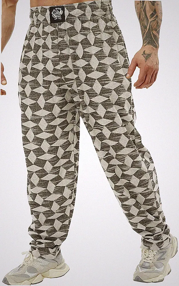 BIG SM Herren Bodyhose Jogginghose Sporthose Bodybuilding kariert grau 1039