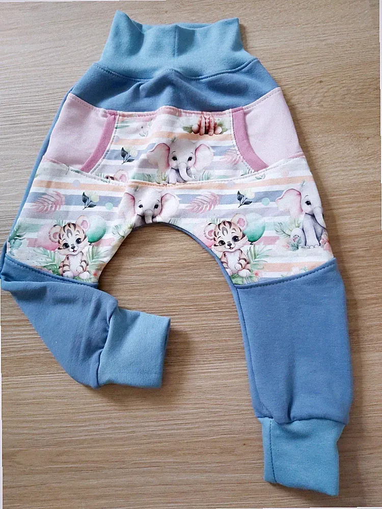 Blaue Jogginghose,angerauter Sweat,Neu,Handmade,Unikat,Gr.86/92,mit Tasche vorne