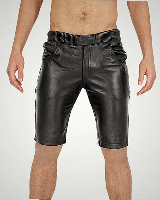 Bockle® Joggers Shorts Black Lederhose Leder Pants Leder Jogginghose kurz