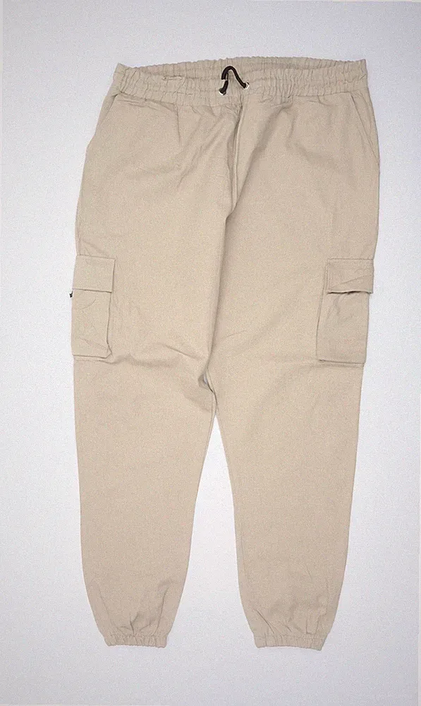 boohooMAN Herren Beige 4XL Cargohose Baumwolle Bündchen Jogginghose