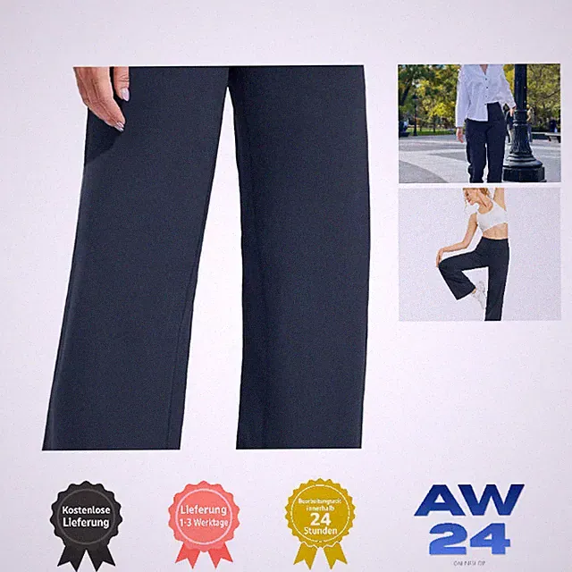 Bootleg Jogginghose Damen hohe Taille mit Taschen, Dark Navy, L Lang, 33"