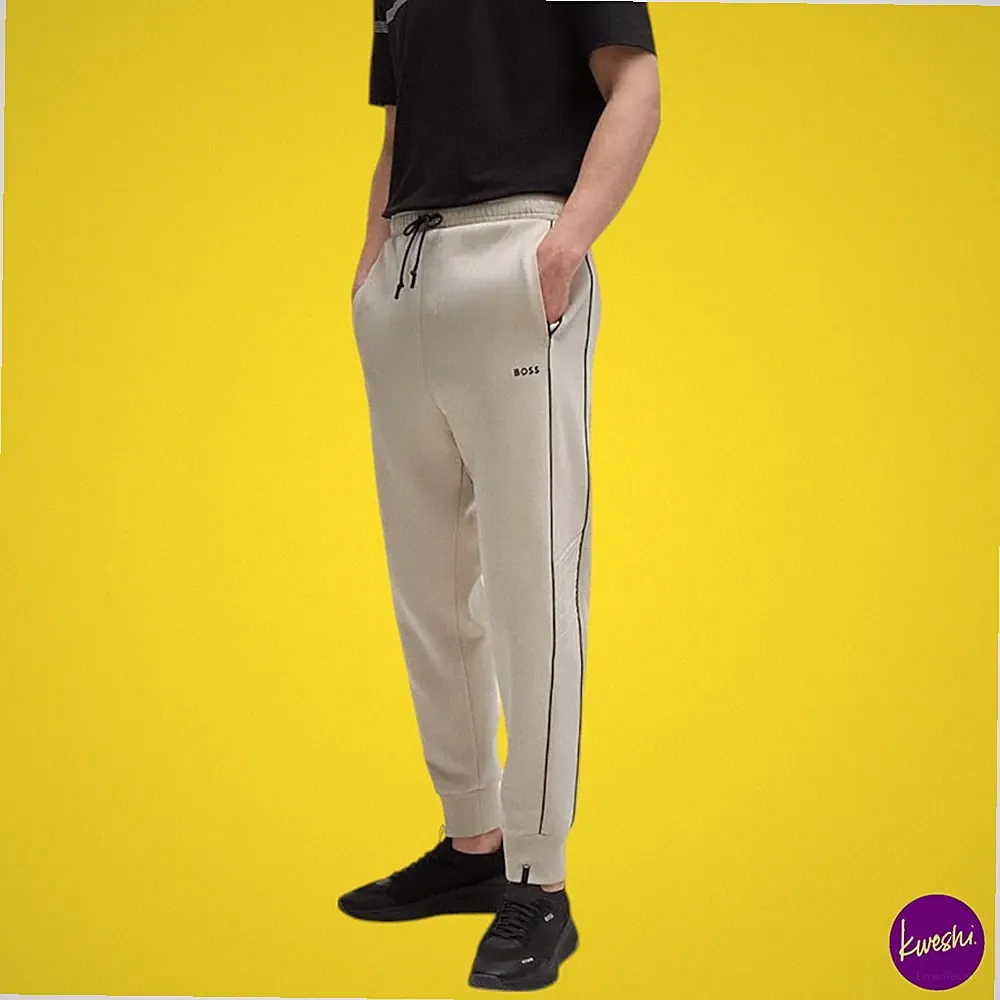 Boss Herren Hadiko 1 Jogginghose, geprägtes Logo, beige, UK XS | EU 44