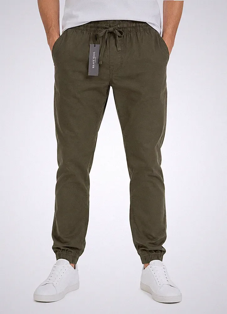 BRAVE SOUL Fineplain Herren Jeans W32 Kahki Grün Elastischer Bund