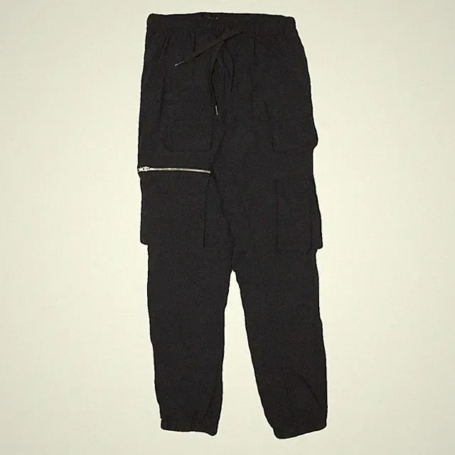 BRAVESOUL Cargo Jogginghose Relaxed Schwarz Polyester-Mix Kordelzug W28 L28