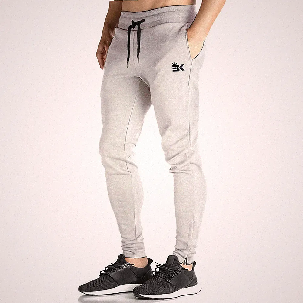 BROKIG Herren Zip Gym Jogginghose, Slim Fit Laufen Trainingshose Freizeit Jogging T