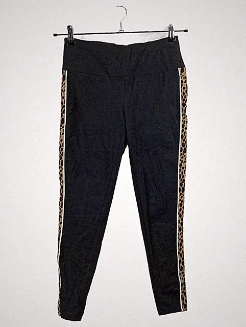 Buffalo Damen Jogginghose Schwarz Gr. 36, S Leopardenmuster Baumwolle
