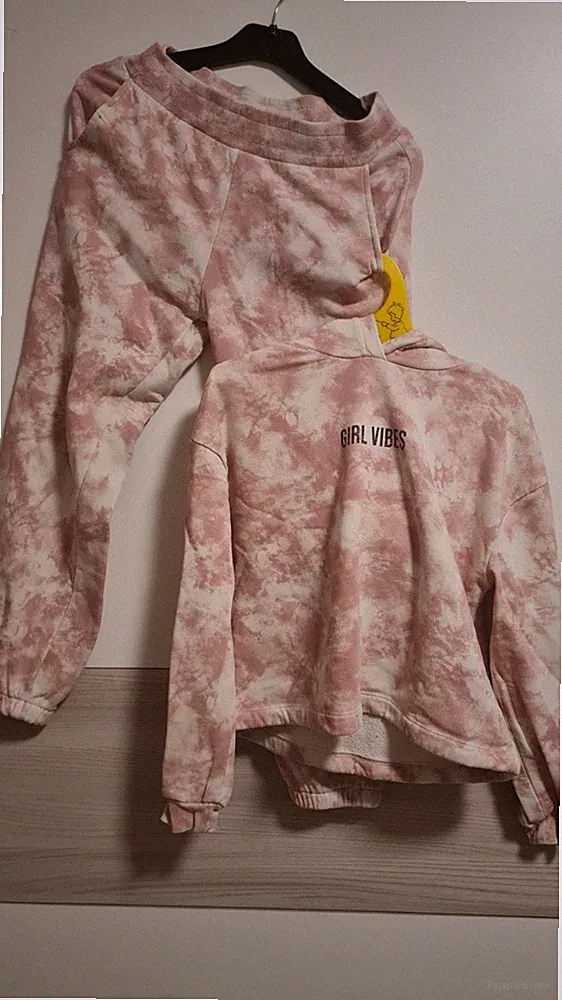 C&A Mädchen Jogginganzug Set 140 Batik rosa/weiß Schriftzug Hose Pullover