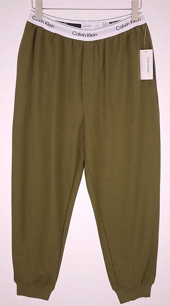 CALVIN KLEIN Herren Jogginghose M Grün Elastischer Bund Taschen Tricot Stretch