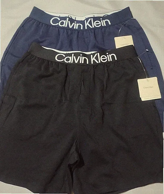 Calvin Klein Men's Cotton Microfiber Bold LOGO Icon Sleepwear SHORTS - Navy/Blk