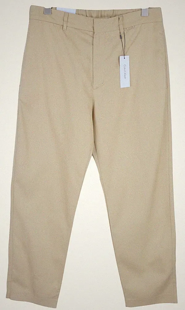 Calvin Klein Piece Dyed Tencel Tapered Herren Hose W31/L32 Braune Leinen Blend