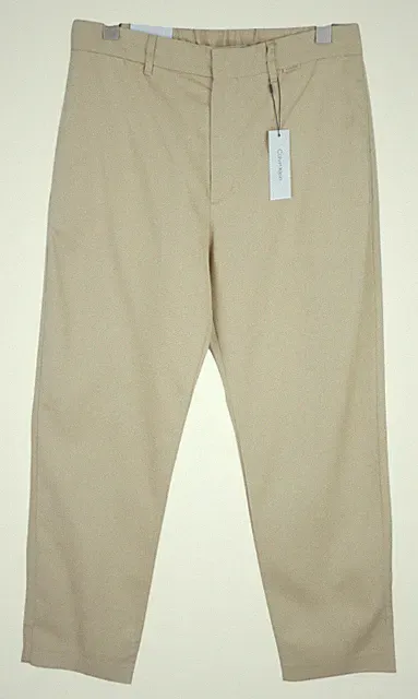 Calvin Klein Piece Dyed Tencel Tapered Herren Hose W34/L32 Braune Leinen Mix