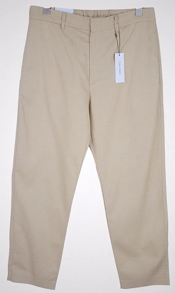 Calvin Klein Piece Dyed Tencel Tapered Herren Hose W36/L32 Braune Leinen Blend