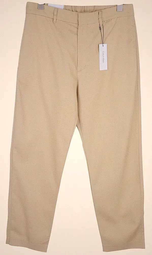 Calvin Klein Piece Dyed Tencel Tapered Herren Hose W40/L32 Braune Leinen Blend