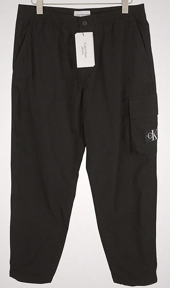 CALVIN KLEIN Utility Cotton Pop Herren Cargo Hose S Schwarz Logo