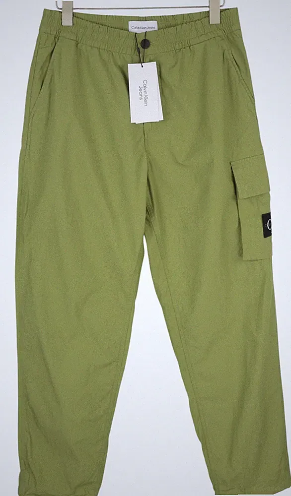 CALVIN KLEIN Utility Cotton Pop Herren Cargohose M Grün Reißverschluss