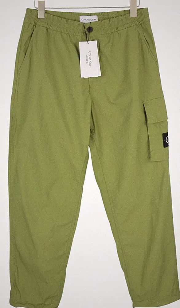 Calvin Klein Utility Cotton Pop Herren Hose M Grün Elastisch Zip Cargo