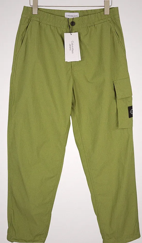 Calvin Klein Utility Cotton Pop Herren Hose S GRÜN Gummibund Zip Cargo