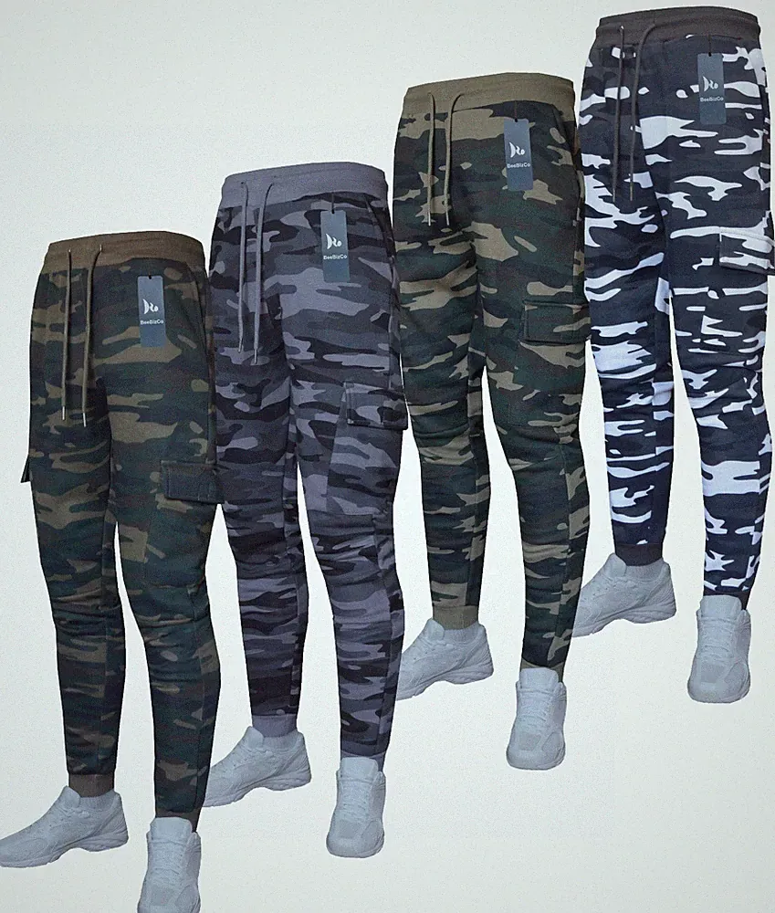 Camouflage Cargo Jogginghose Slim Fit Hose Fleece Freizeit Sweatpants von Beebizco