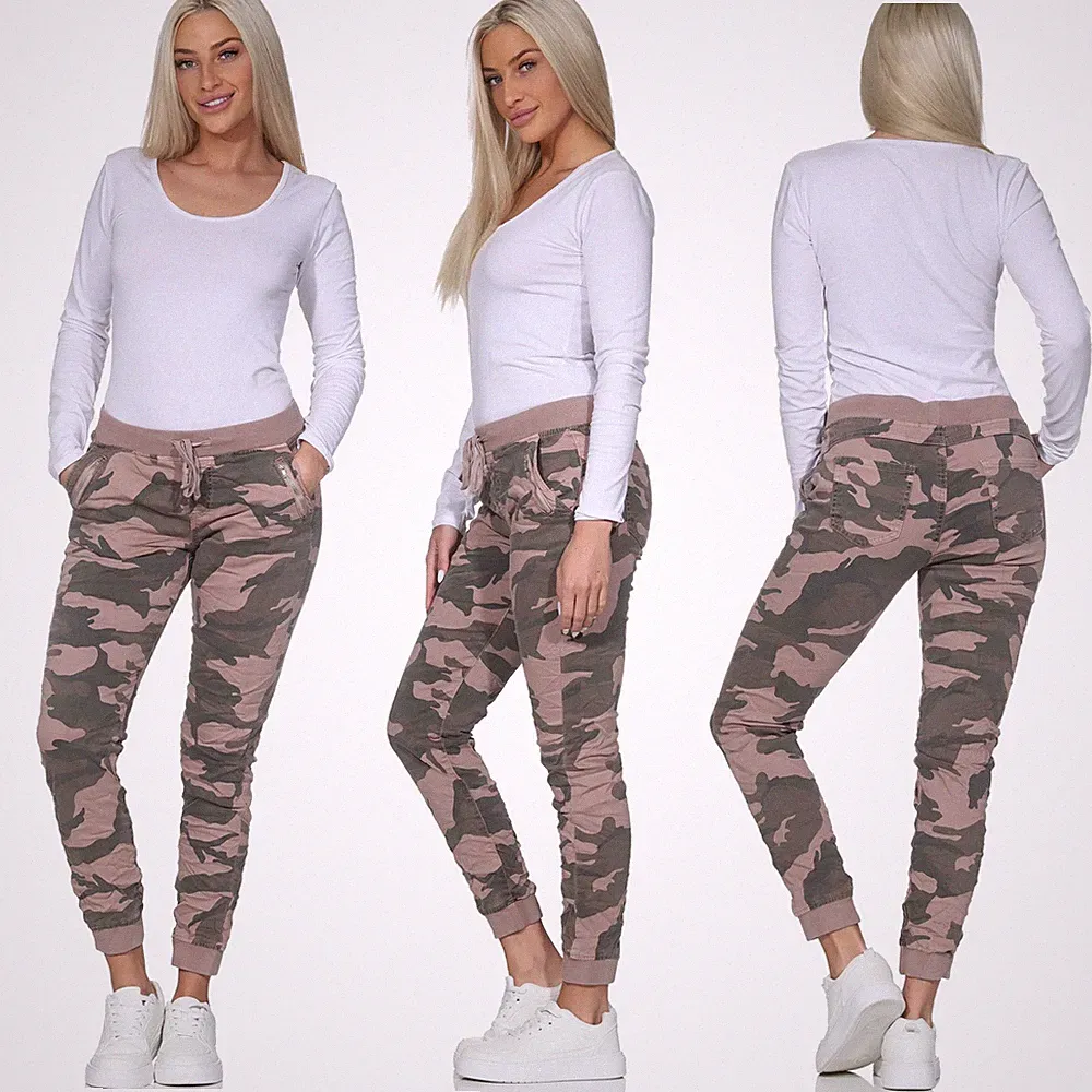 Camouflage Hose Damen Skinny Jeans Slim Fit Stretch Tarnmuster Sweatpants Jogger