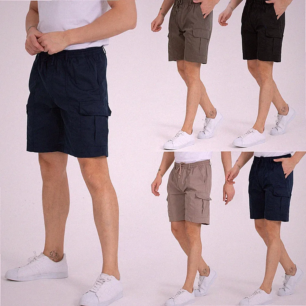 Cargo Shorts Herren Kurze Hose Herren Bermuda Shorts Herren Dehnbund Schlupfhose
