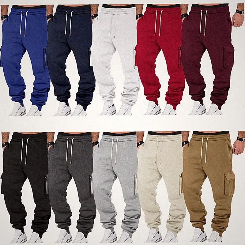 Casual Herren Jogginghose Mit Tasche Warm Trainingshose Loose Bequem Sporthose