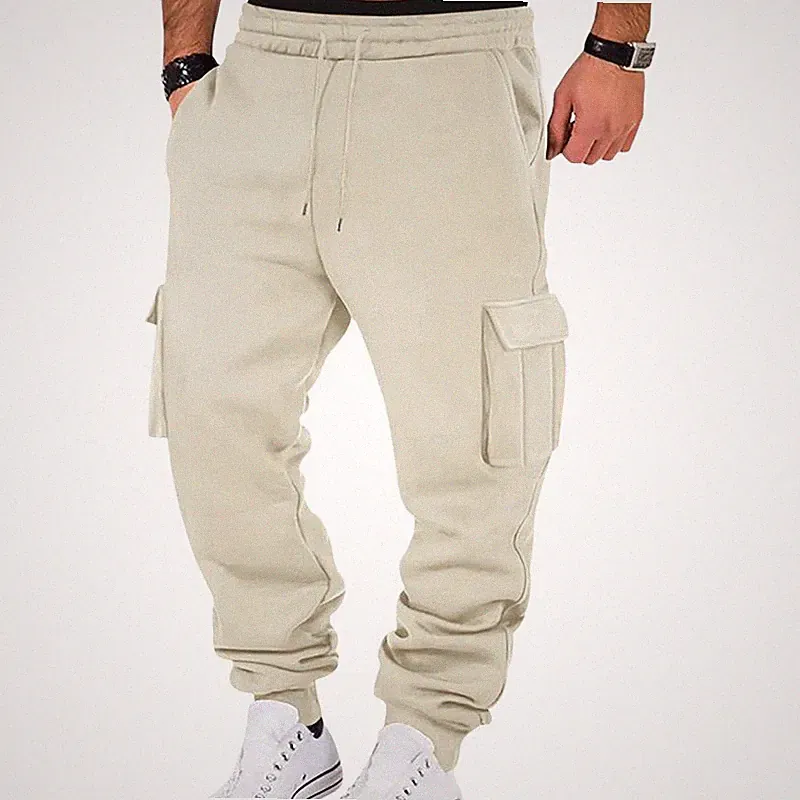 Casual Herren Jogginghose Mit Tasche Warm Trainingshose Loose Bequem Sporthose
