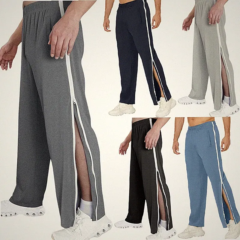 Casual Herren Reha Hose mit Zipper Trainingshose Für Sport Ambulanz Kur Ortho