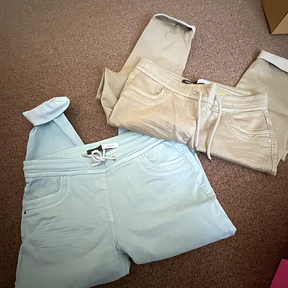 Cecil Damen Jogginghose Beige Gr.M, hellblau und beige