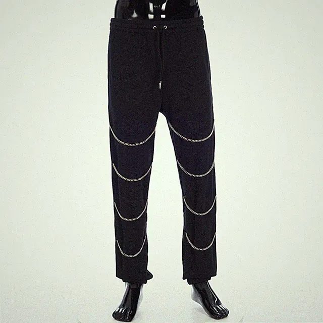 CELINE 1250 $ schwarze Trainingshose aus Baumwollfleece - Kettendetail
