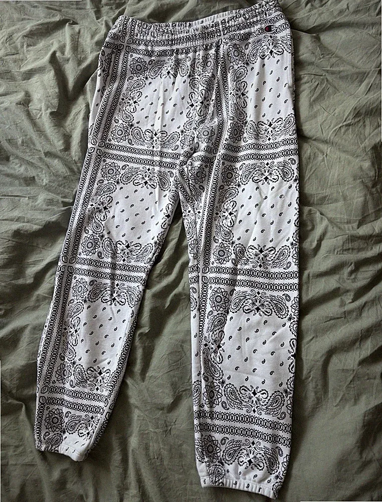 Champion Damen Jogginghose Gr. M weiß/schwarz Paisley Jersey, elastisch, Kordel