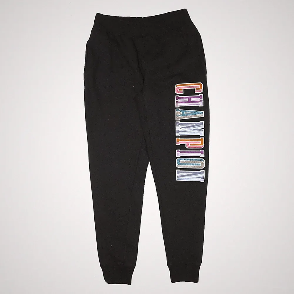 CHAMPION Herren Jogger Freizeit Slim Tapered Schwarz Multicolour Logo M W28 L29