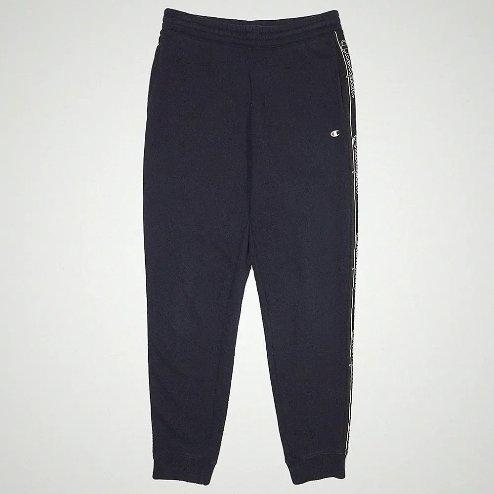 CHAMPION Herren Jogginghose Navy Blue Slim Fit Logo Tape W30 L30