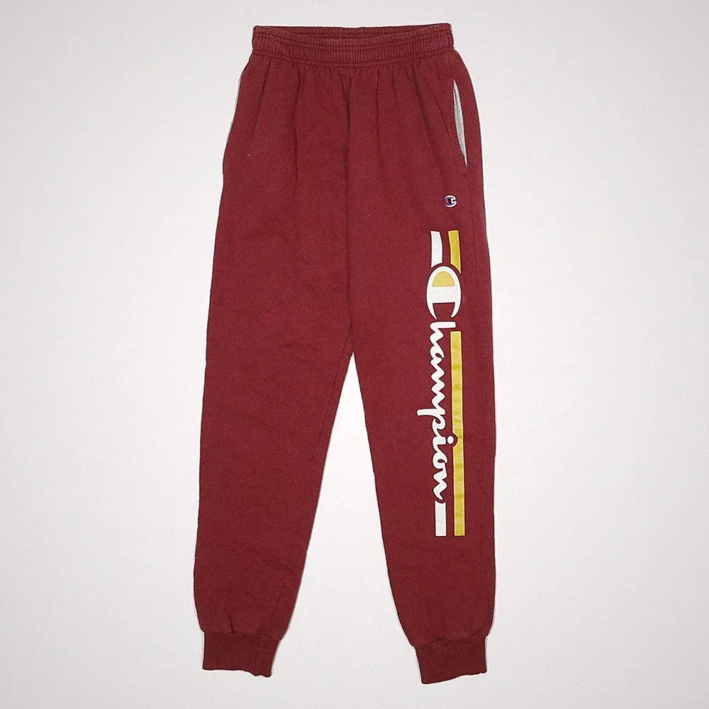 CHAMPION Herren Jogginghose Rot Slim Tapered S W24 L30 Baumwollmix