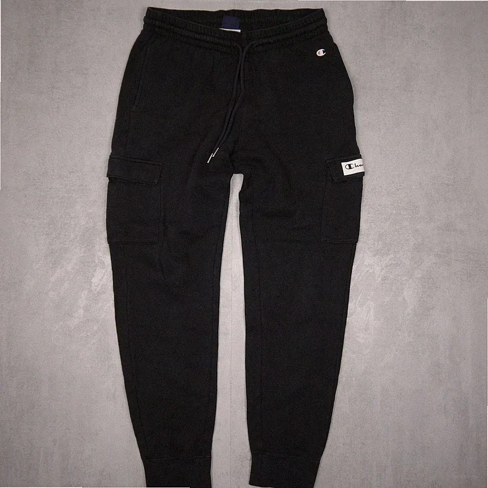 Champion Jogginghose Cargo Herren M Schwarz Tapered Fit Streetwear Vintage