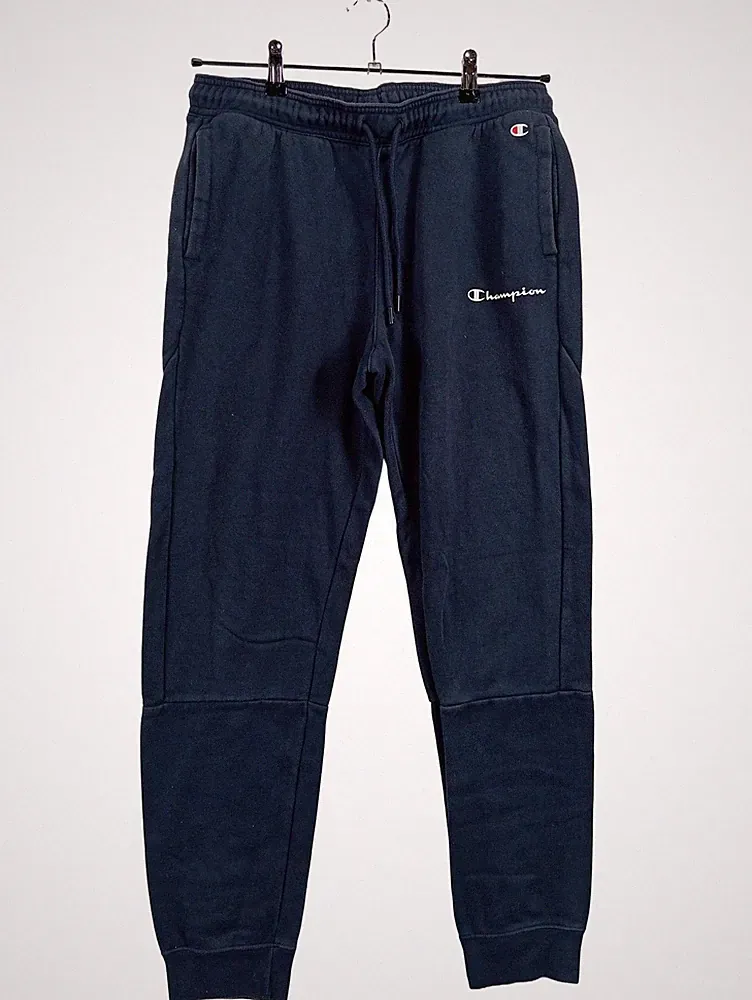 Champion Jogginghose Herren L (50) Blau Uni Baumwolle Logo Print Sportlich