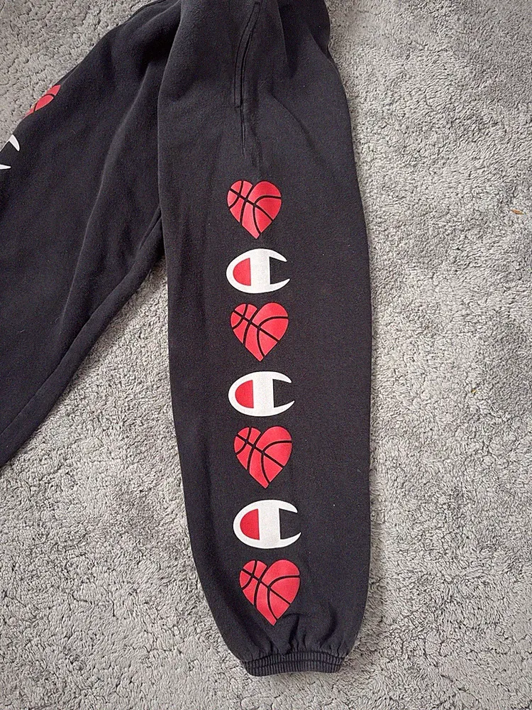 Champion Jogginghose Schwarz S Herz Logo Streetwear Sweatpants