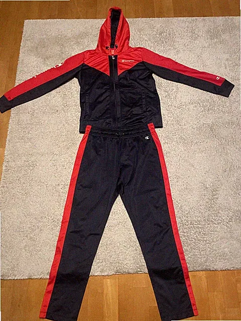 Champion Kinder Jogginganzug /Sportanzug Dunkelblau/Rot Gr. L /164