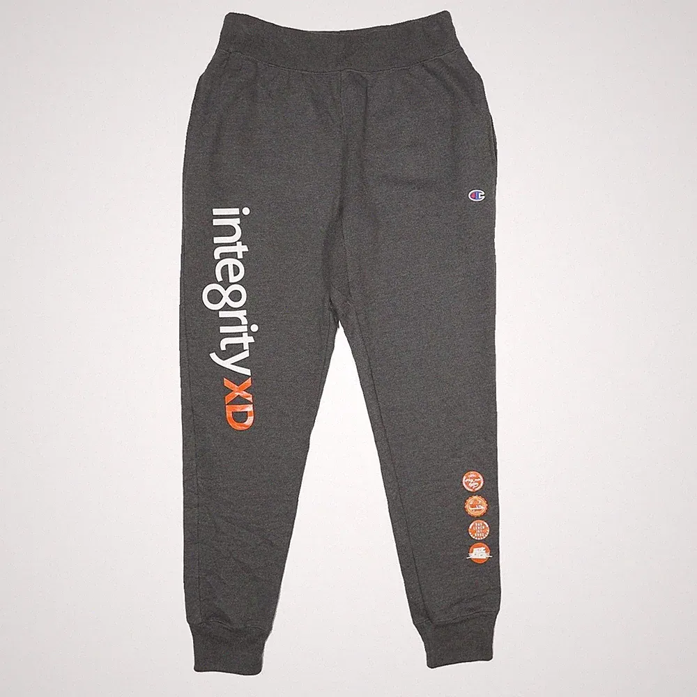 CHAMPION REVERSE WEAVE Herren Jogginghose Grau Integrity Print Slim M W28 L32