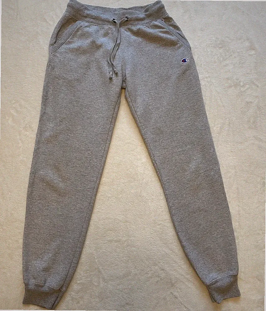 Champion Unisex Jogginghose S Grau Baumwolle mit Logo, Taschen & Kordelzug