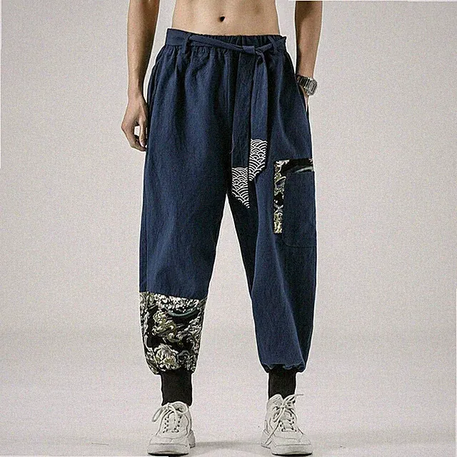 Chinesische Kung Fu Herrenhose Tai Chi Haremshose Hose Schnürung Wushu Kunst