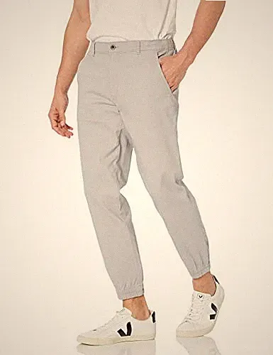 Chino-Jogginghose Herren XL hellgrau, gerade Schnitt, Amazon Essentials
