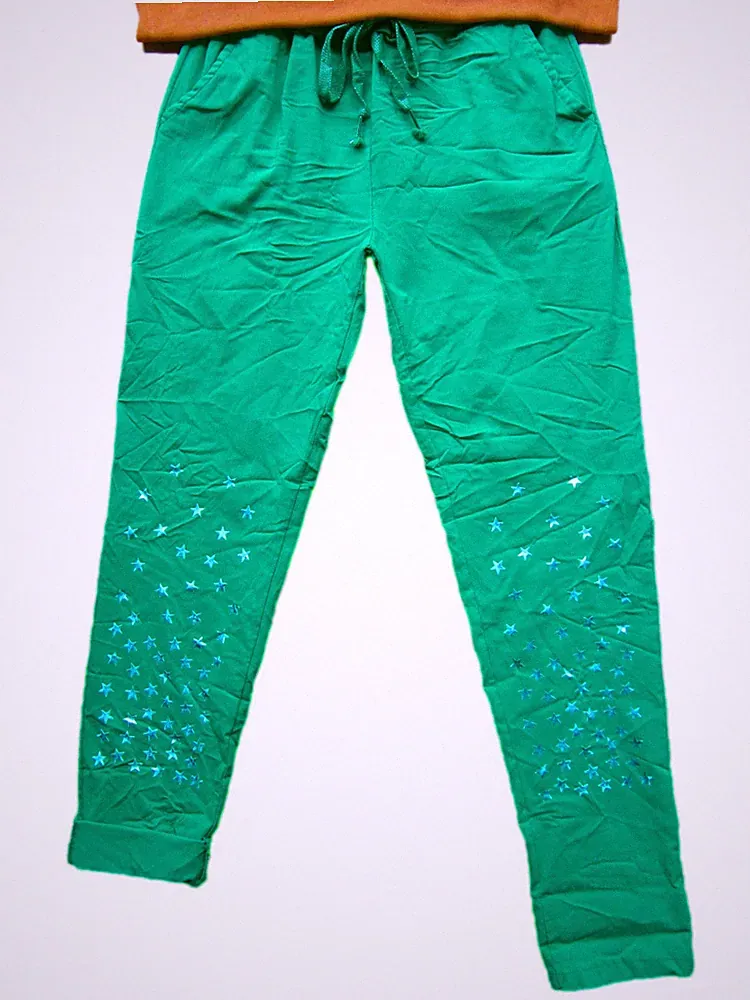 Chino Jogpant Joggpants Jogginghose Hose STERNE Taschen 38 40 42 44 grün