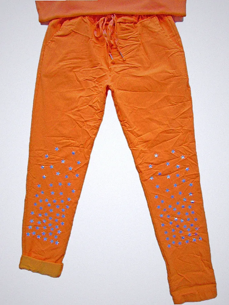 Chino Jogpant Joggpants Jogginghose Hose STERNE Taschen 38 40 42 44 orange