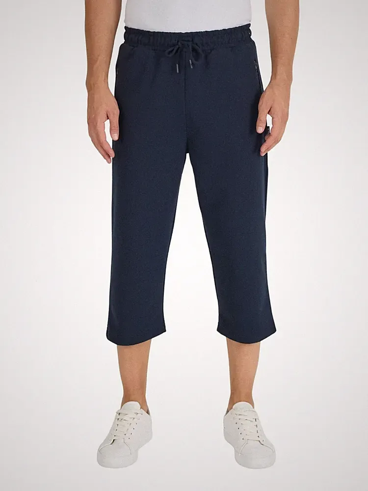 COMEOR 3/4-Sweathose Herren Bermuda Capri Shorts mit/ohne Reißverschluss Taschen
