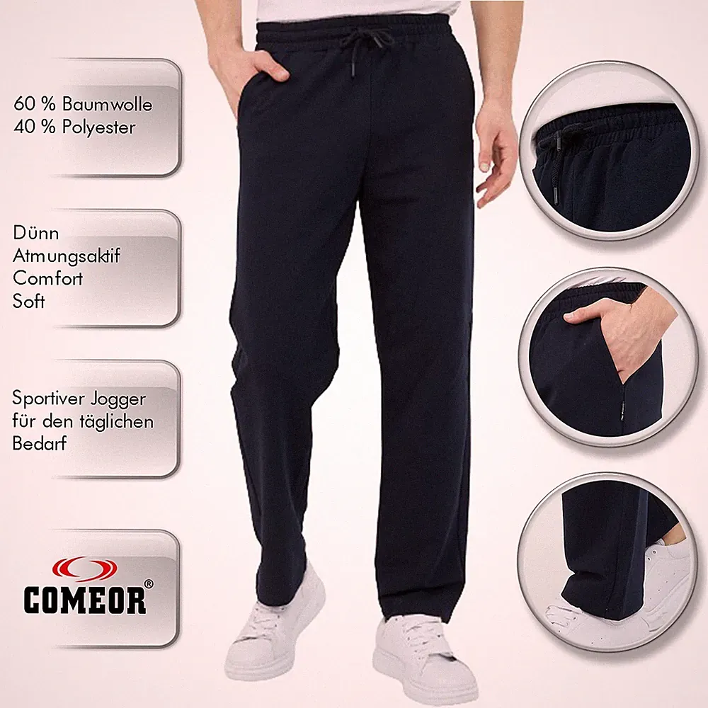 COMEOR Herren Jogginghose Baumwolle - Lange Sporthose Jogger Trainingshose Blau