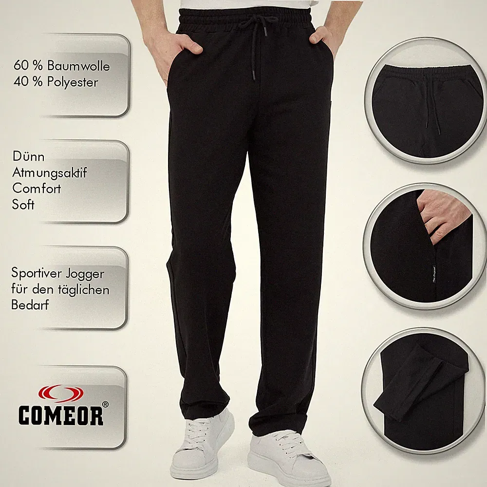 COMEOR Herren Jogginghose Baumwolle Schwarz 4XL - Lange Sport Sweathose Jogger